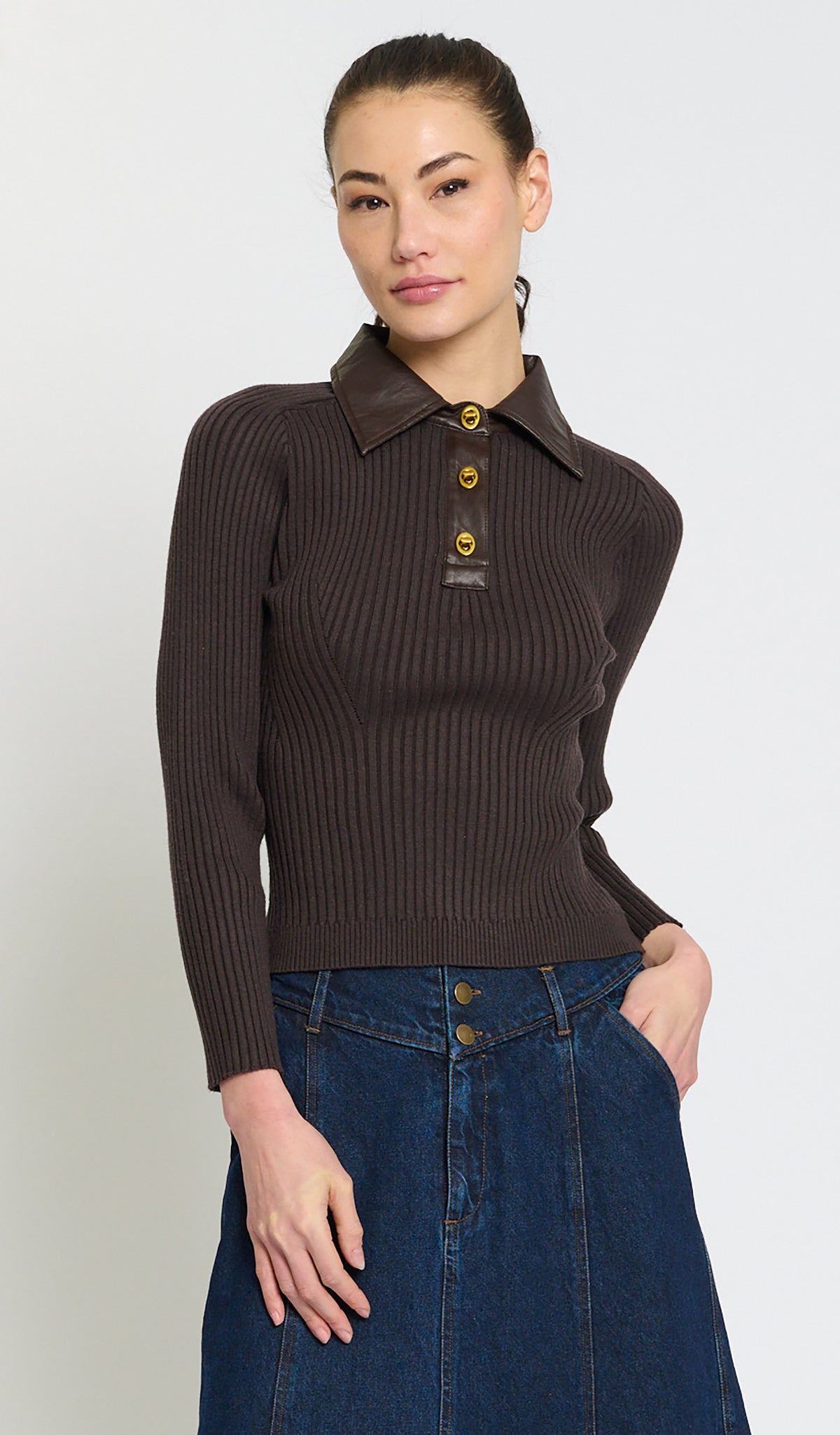 KARA VEGAN COLLAR TURNLOCK POLO