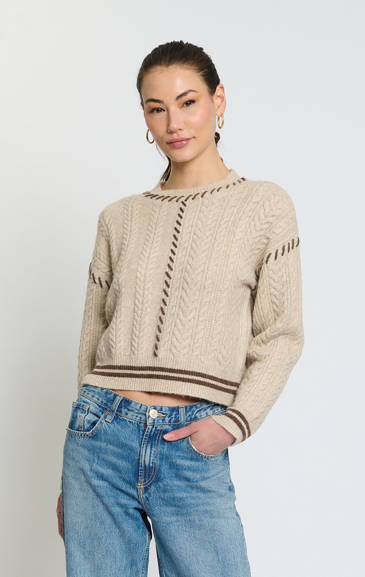 PHOEBE PATCHWORK CROPPED SWEATER