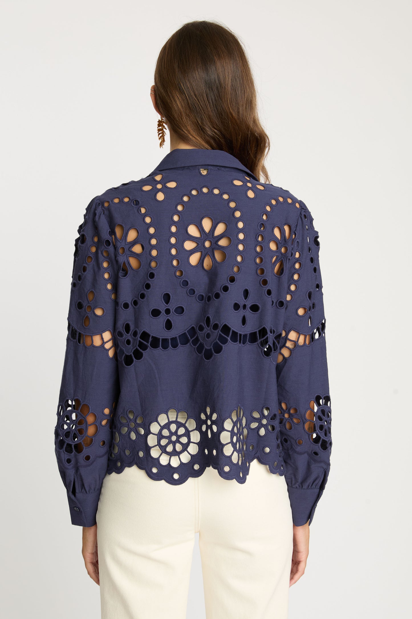 Emmie Top in Navy Eyelet Lace