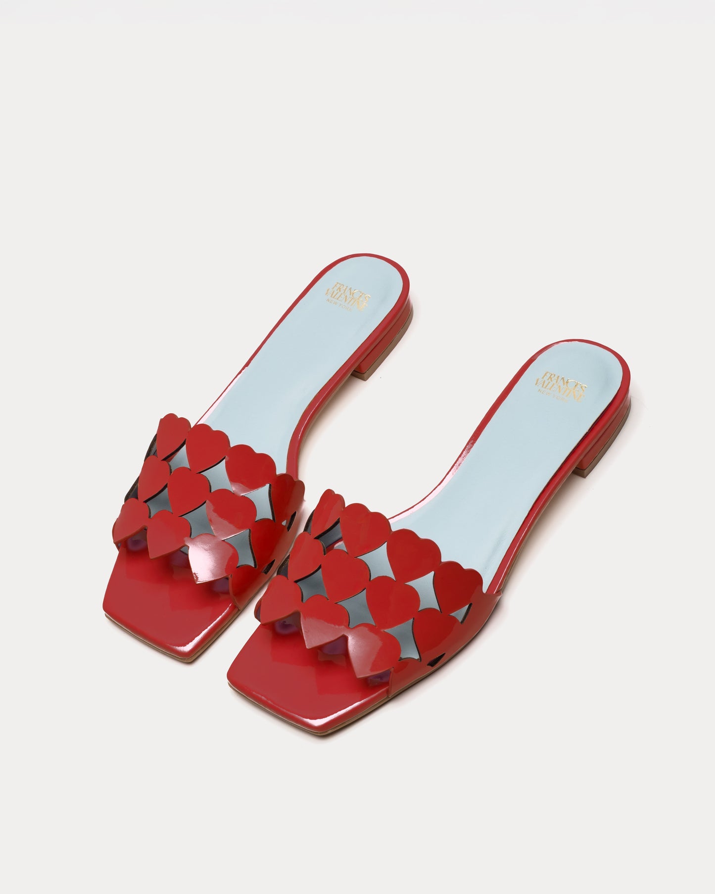Flat Heart Slide Soft Patent Leather Red