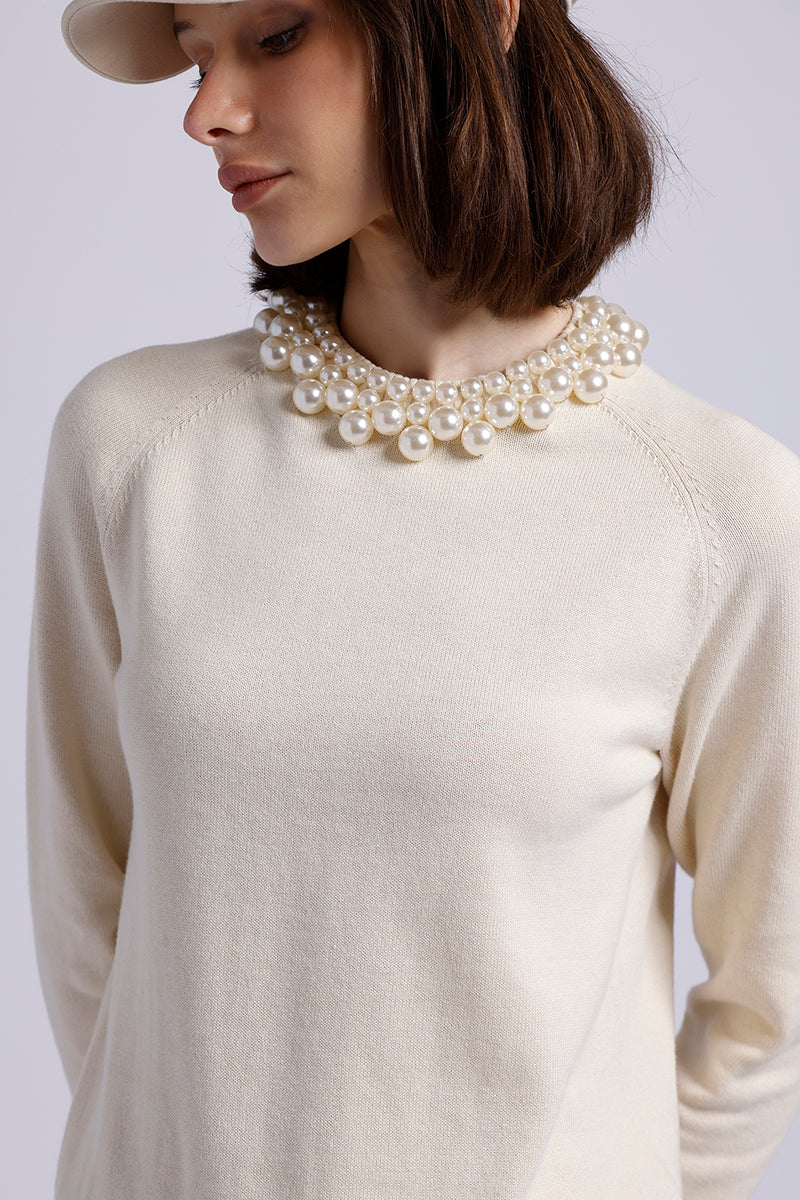 10024 LS CREW NK W/PEARL TRIM