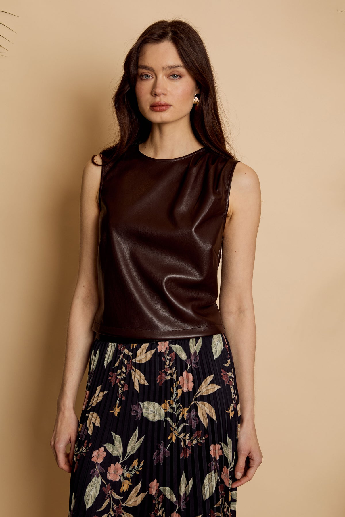 Jag Top in Chocolate Vegan Leather