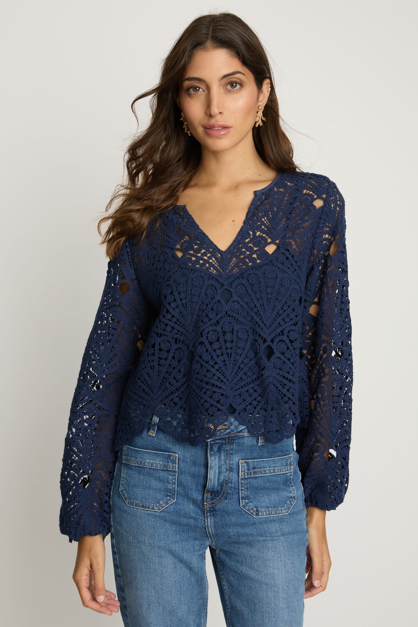 Jayde Top in Navy Lace