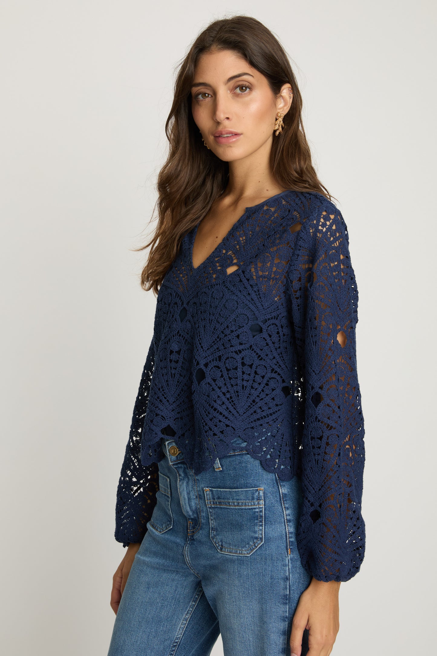 Jayde Top in Navy Lace