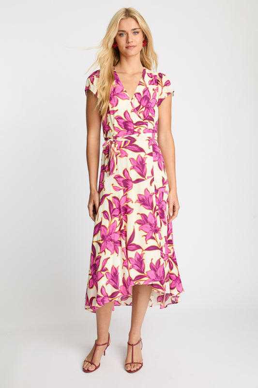 Lila Dress in Fuchsia Floret