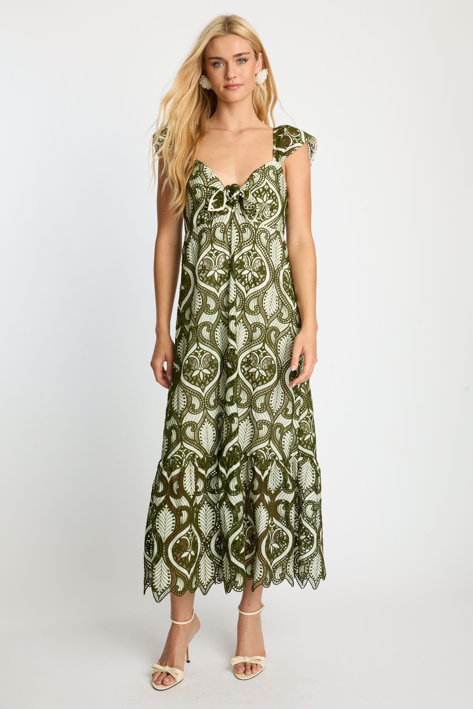 Gwen Dress in Loden Green Lace