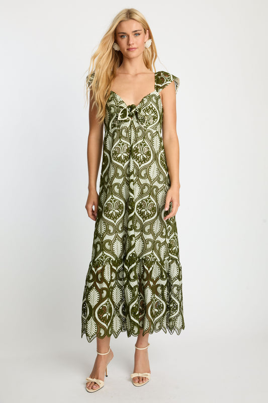 Gwen Dress in Loden Green Lace