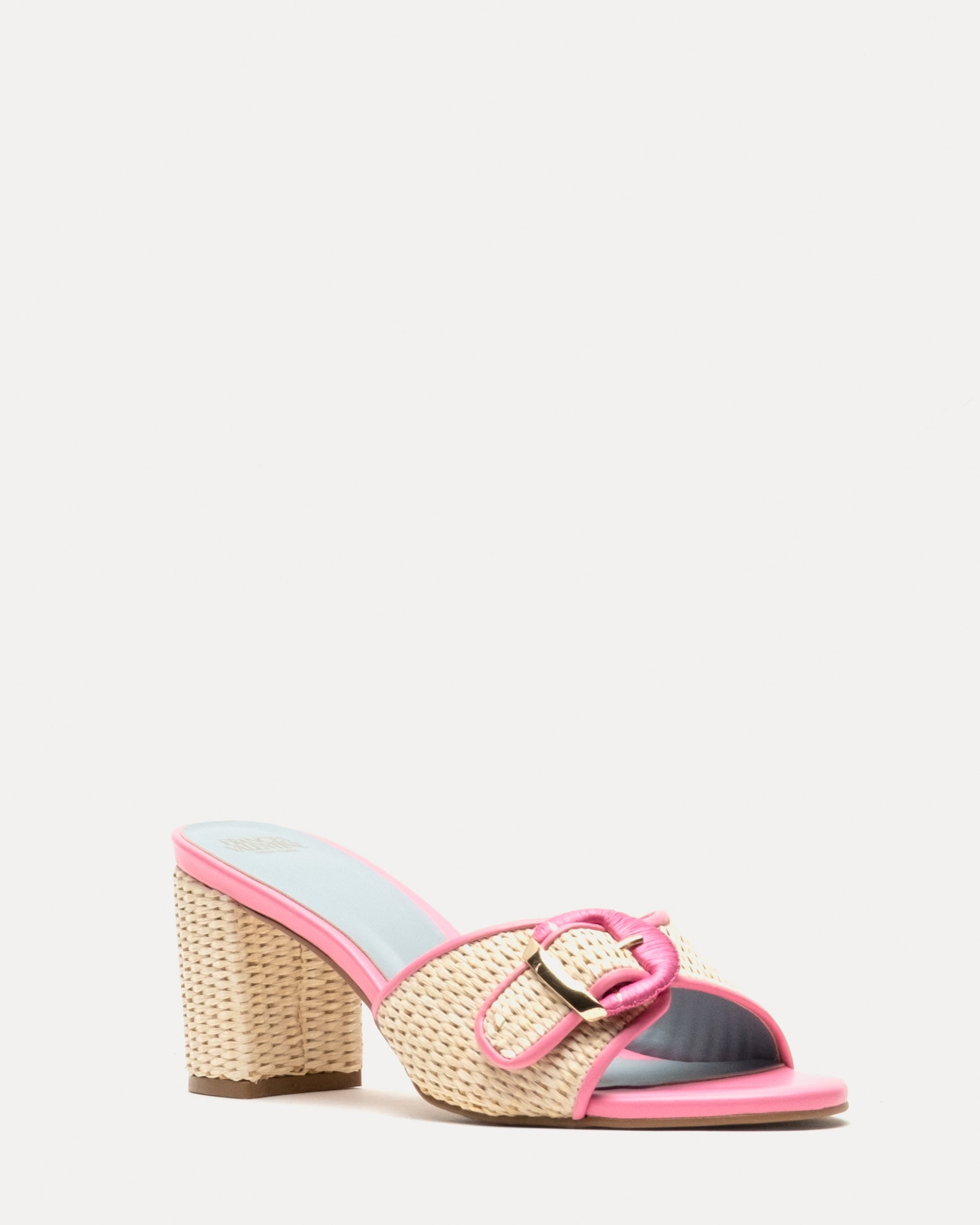 Taylor Buckle Heel Raffia Raffia Natural/Pink