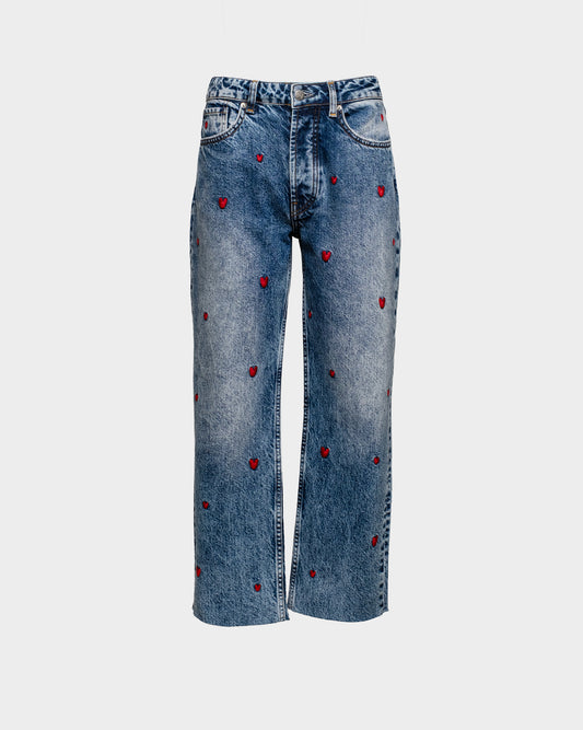 Andy Sweetheart Jean Heart Embroidery Cotton Navy