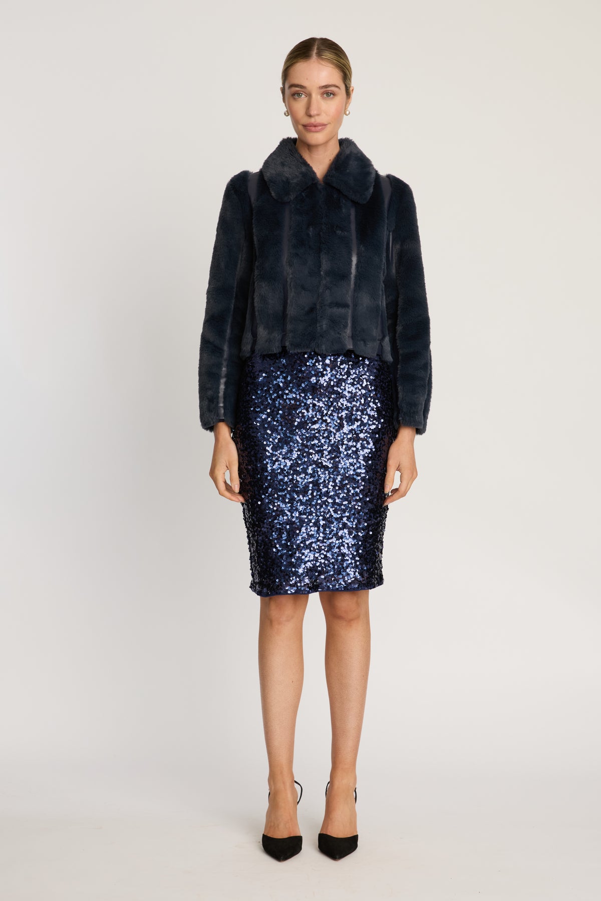 Tillie Skirt in Navy Sequin