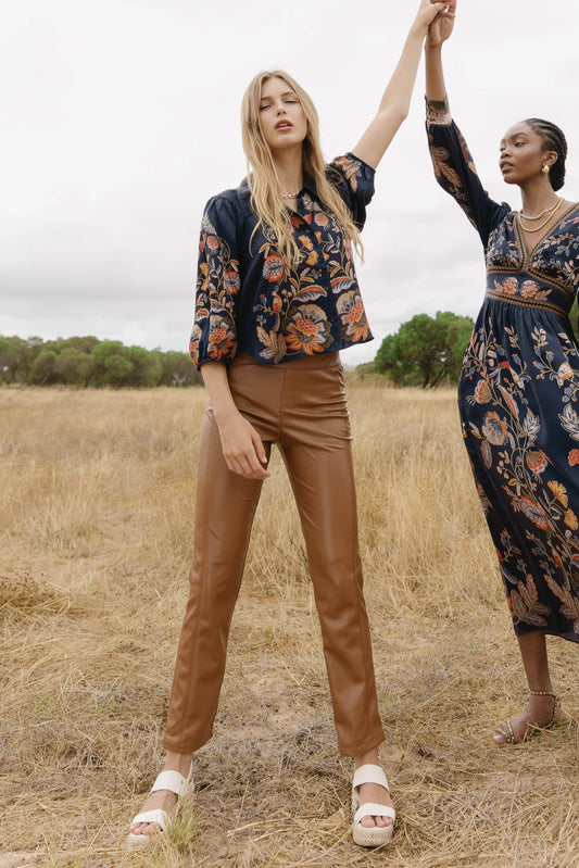 Santi Pant in Tobacco Vegan Leather