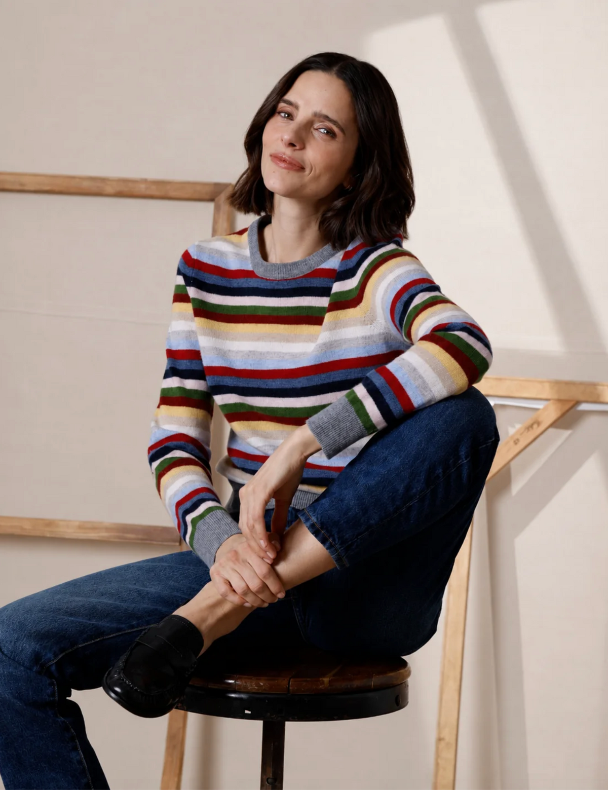 Striped Cashmere Crew