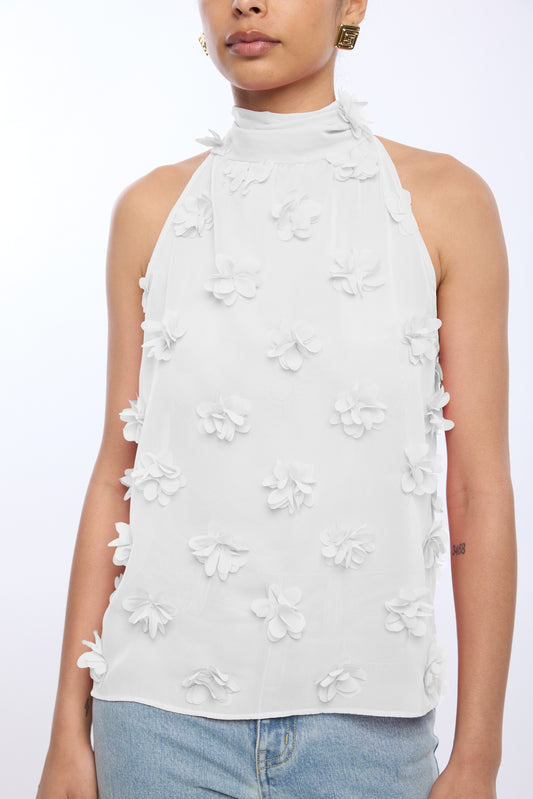 IRINA 3D FLORAL HALTER BLOUSE