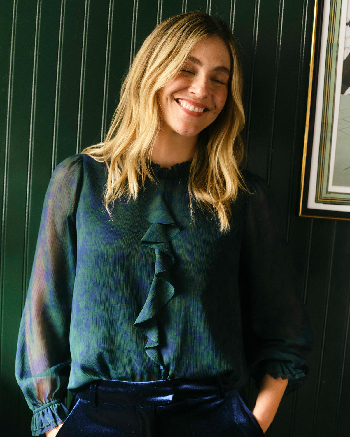 HO26 Cassie Top-Tualatin Hills Floral-Emerald