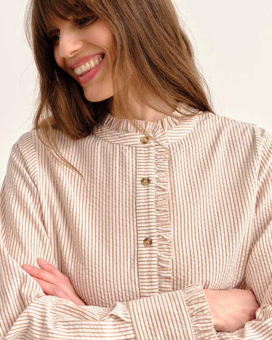 SP26 Percy Shirt-Camel Stripe