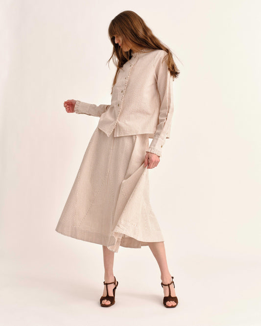 SP26 Liberty Midi Skirt-Camel Stripe