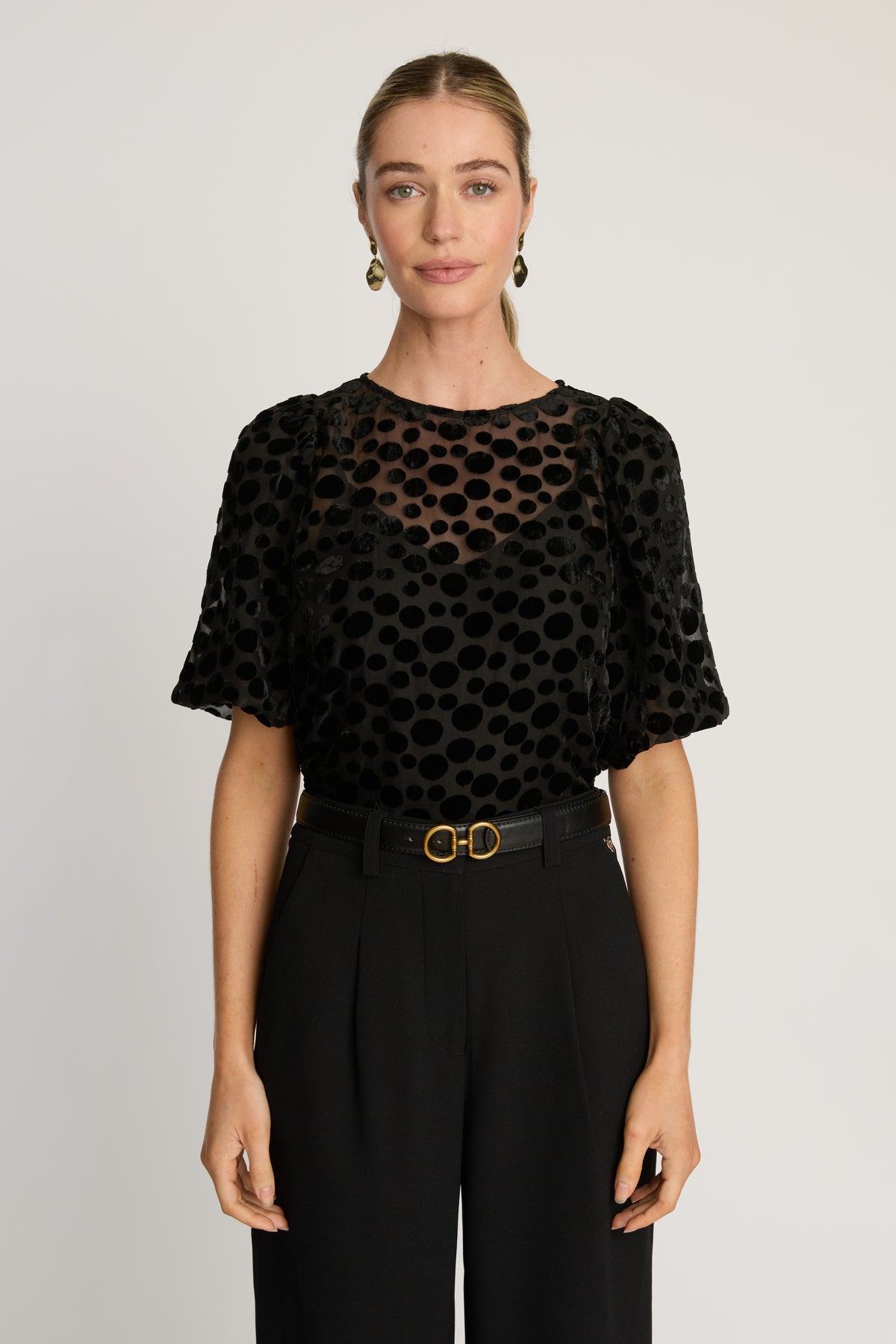 BLACK DOTTED TAFFETA