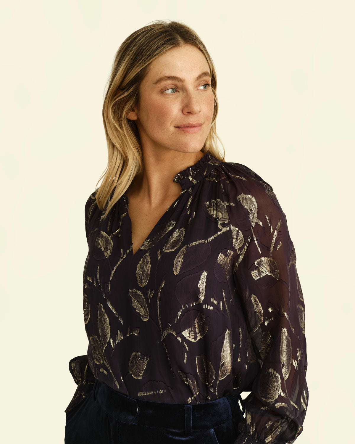 HO26 Sawyer Blouse-Foothill Leaf Metallic
